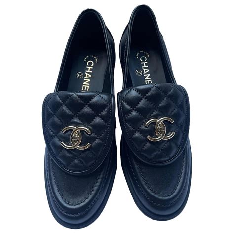 chanel moccasins black|chanel moccasin loafer.